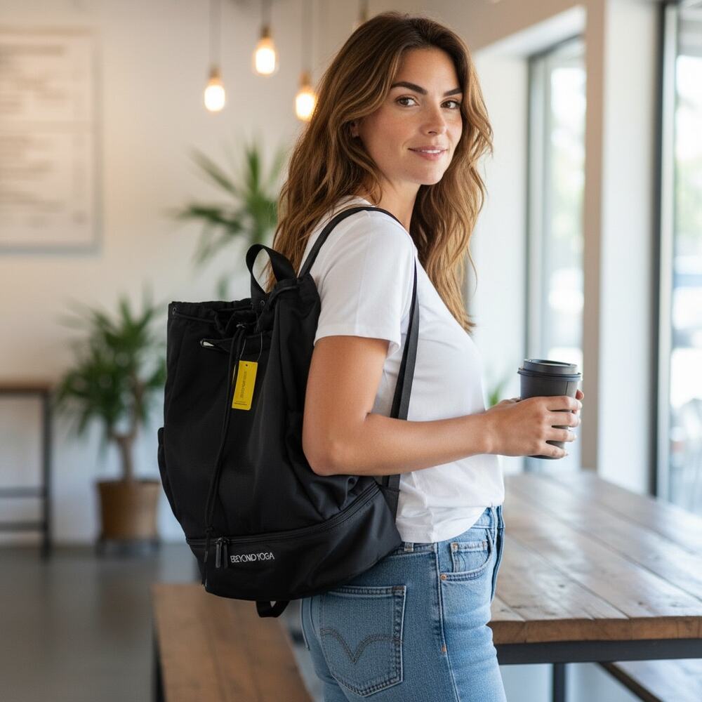 Beyond Yoga convertible backpack gym bag tote black NEW